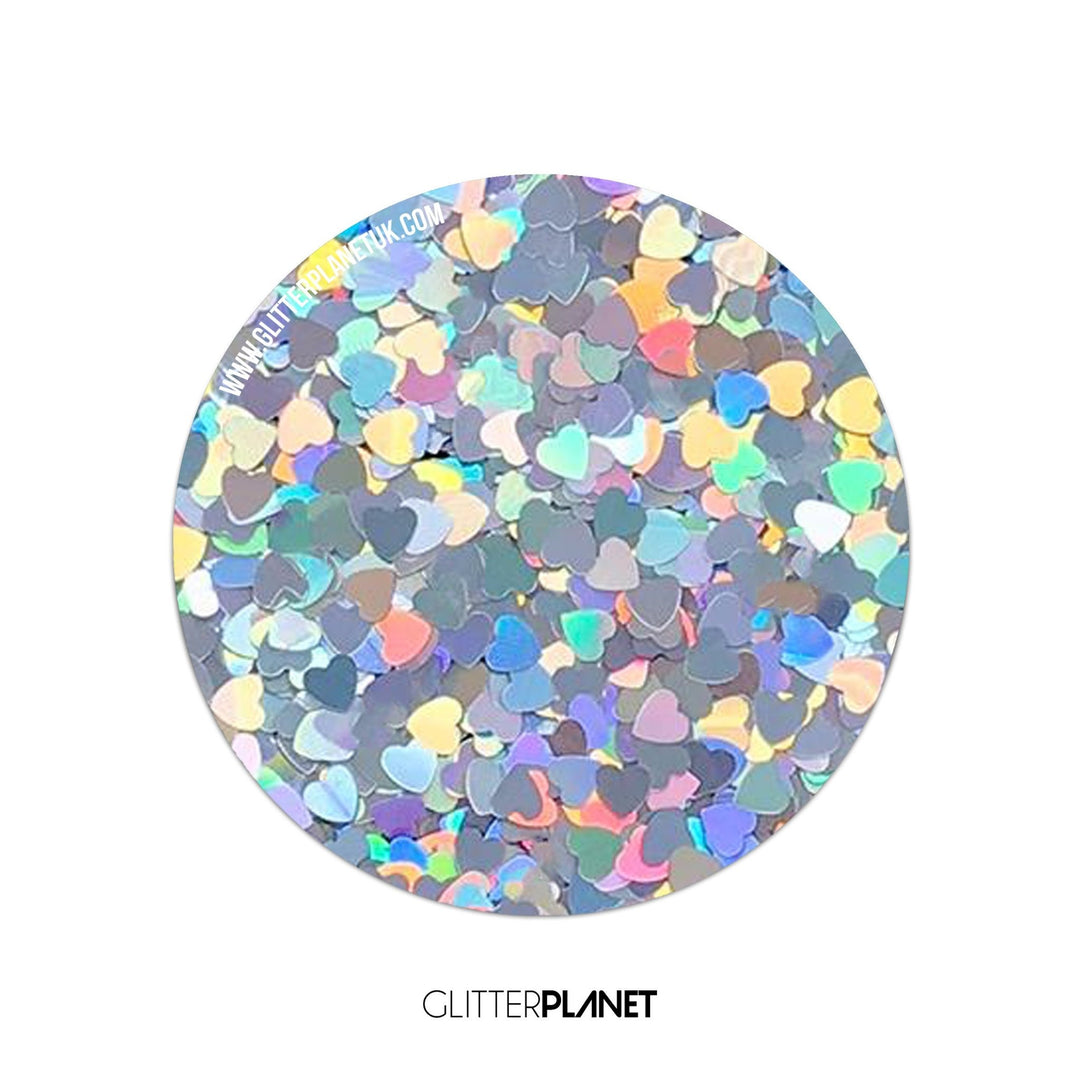 Loose Nail Glitter | Holo Silver Hearts 3g