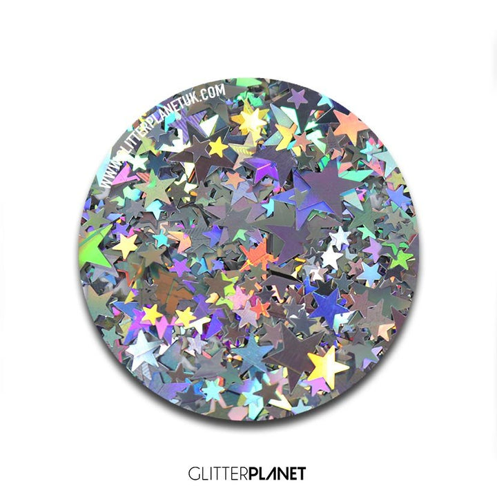Loose Nail Glitter | Holo Silver Multi Stars 3g