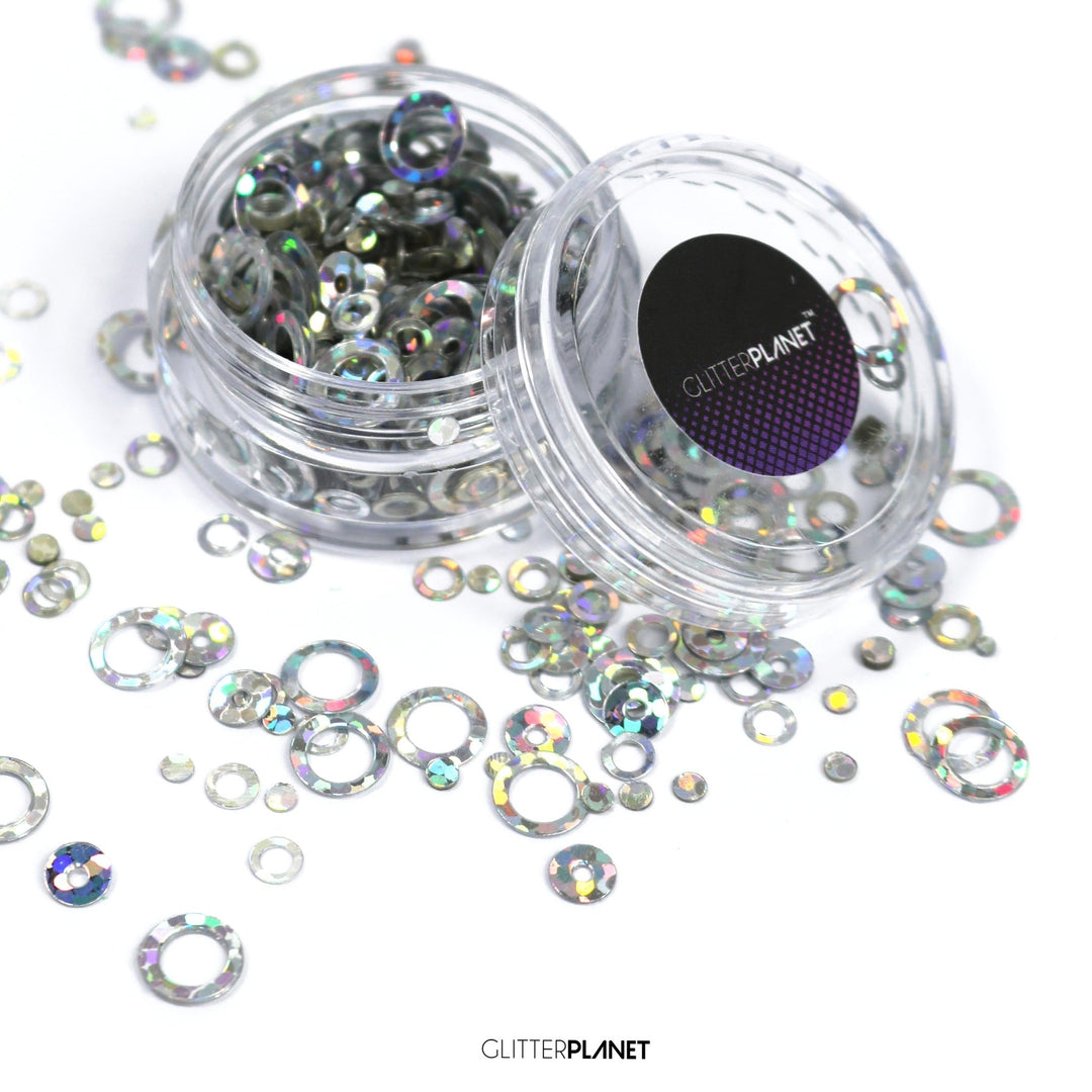 Loose Nail Glitter | Holo Silver Rings - 5ml Jar