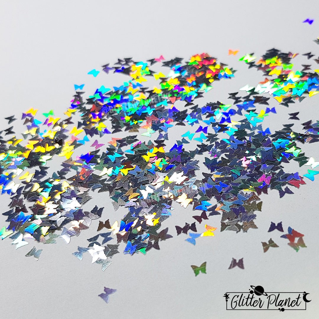 Loose Nail Glitter | Holographic silver Butterfly