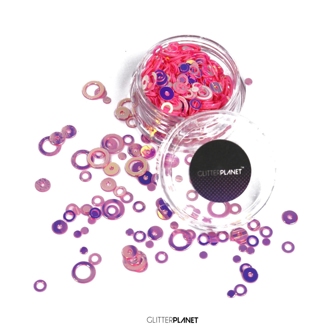 Loose Nail Glitter | Iridescent Pink Rings - 5ml Jar