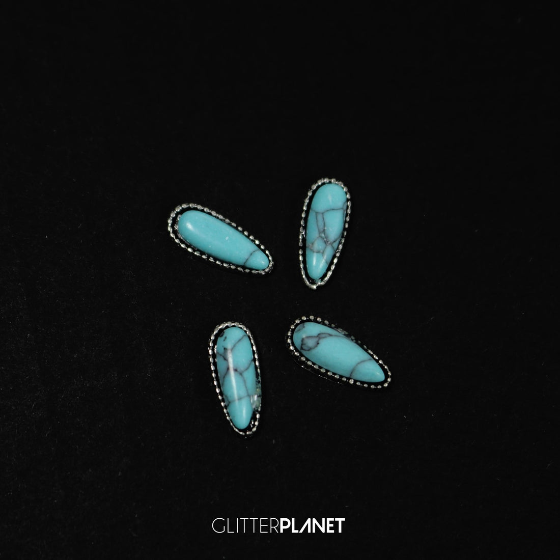 Marble Teardrop Charm Blue & Silver