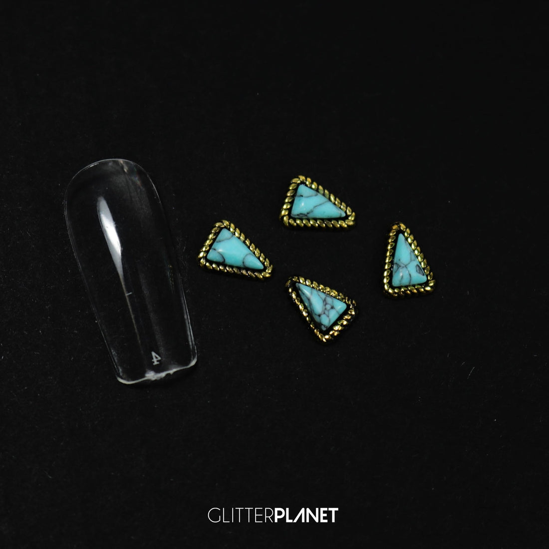 Marble Triangle Charm Blue &amp; Gold