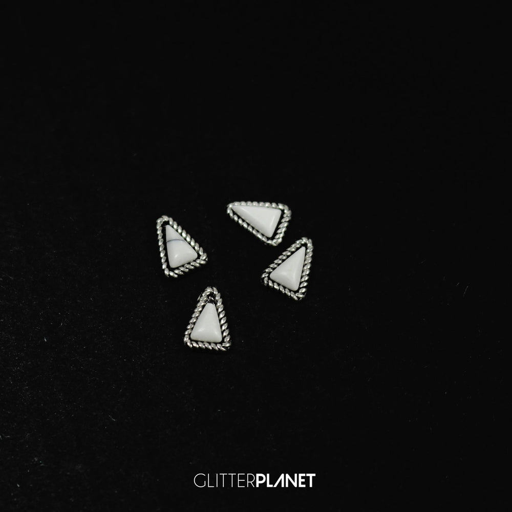 Marble Triangle Charm White & Silver