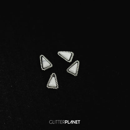 Marble Triangle Charm White &amp; Silver