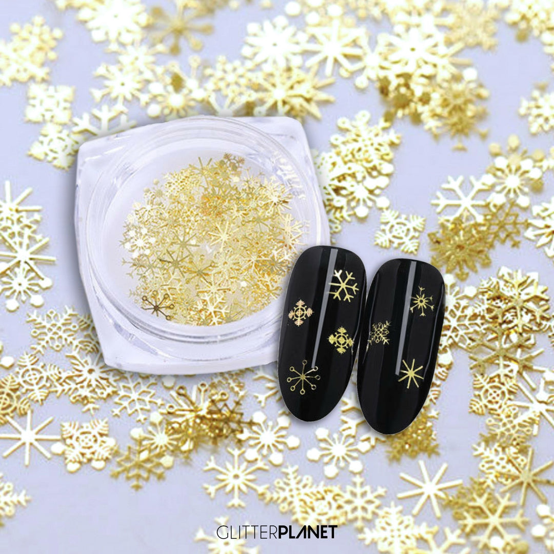 Mini Gold Metal Snowflake Nail Art