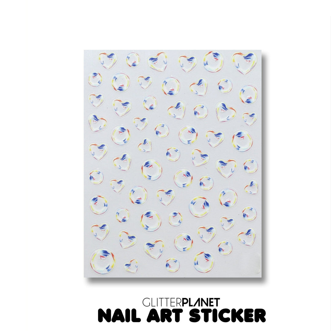 Multi + White Bubble Nail Art Stickers