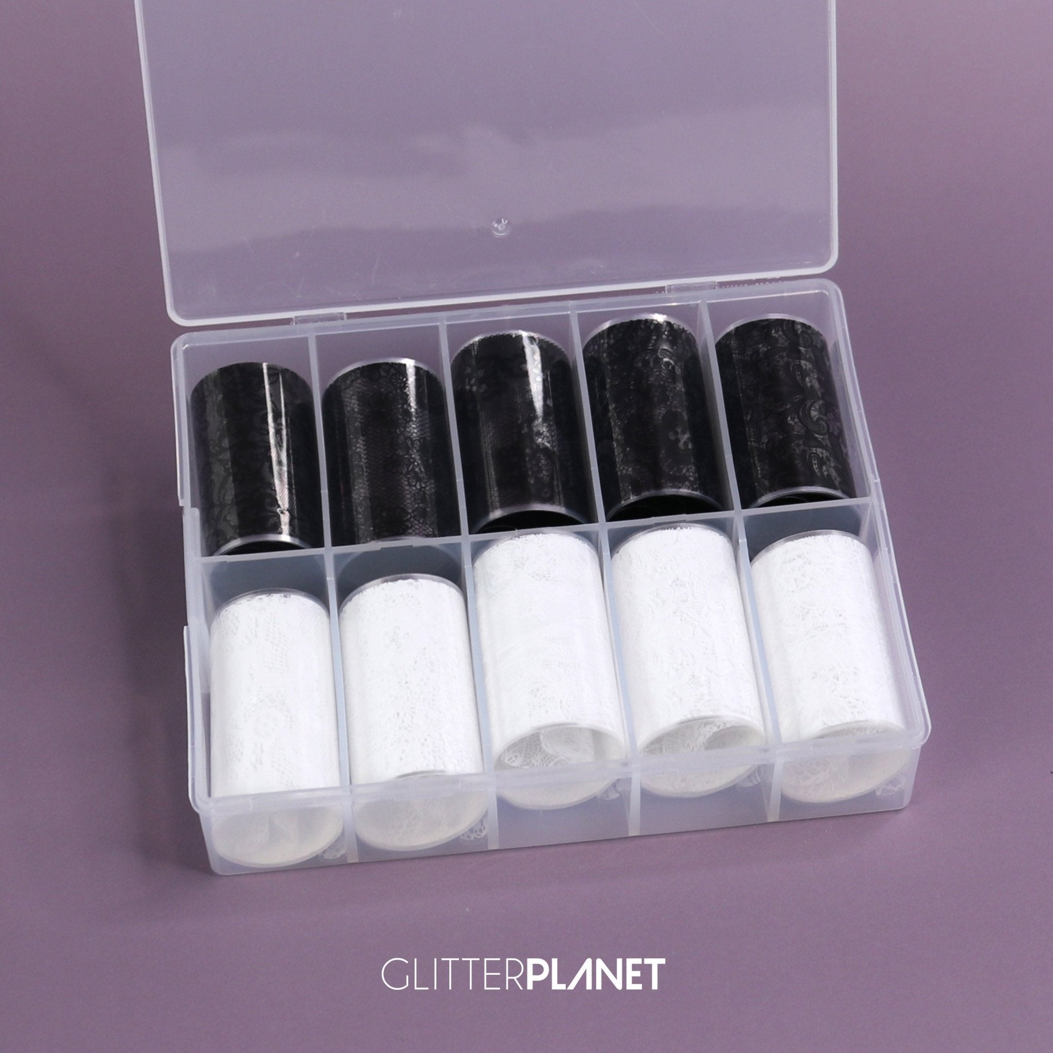 Nail Art Foil | White and Black Lace - 10pcs Set