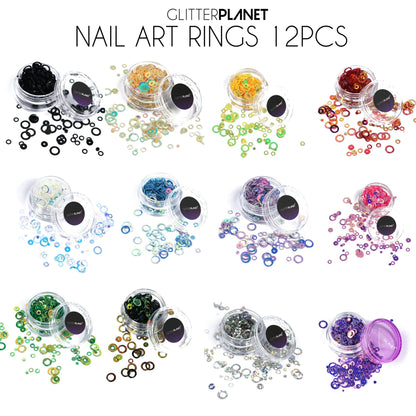 Nail Art Rings collection 12pcs | Loose Nail Glitter