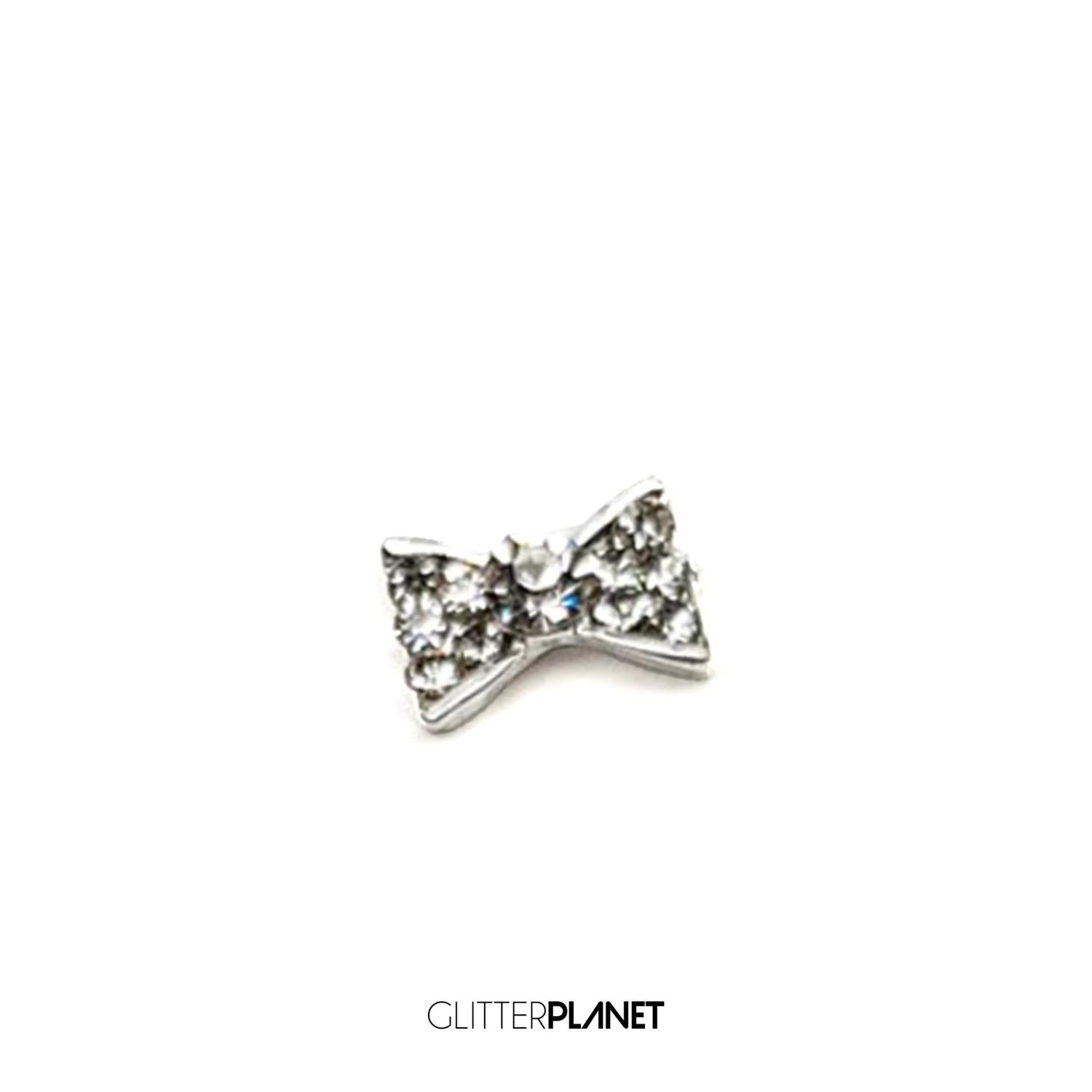 Nail Jewel - Crystal Clear Straight Alloy Bow