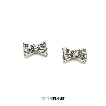 Nail Jewel - Crystal Clear Straight Alloy Bow