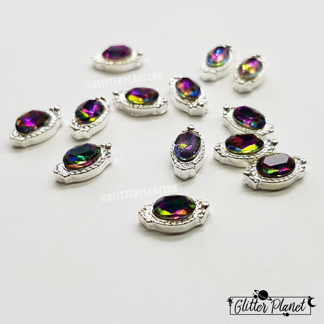 Nail Jewel - Framed Rainbow crystal