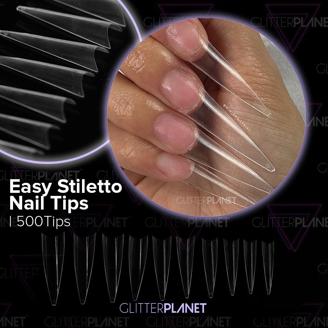 Nail Tips | Easy tips Clear - Long Stiletto 500pcs