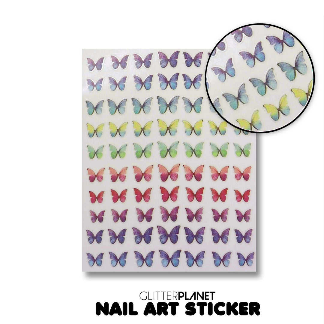 Ombre Rainbow Butterfly Nail Art Sticker