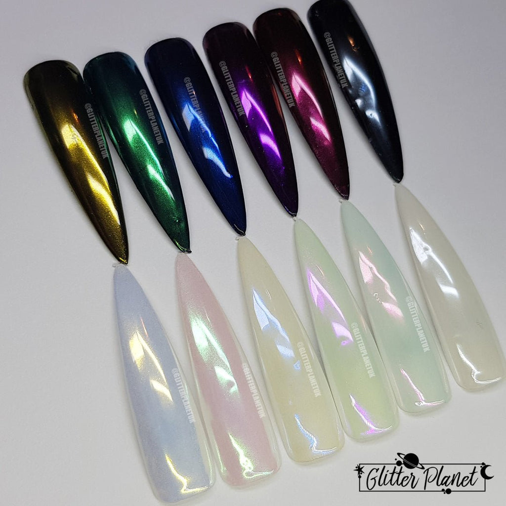 New! LIGHT BLUE Nail Mirror Powder Platinum Effect Chrome Nails Shining  Pigment | eBay