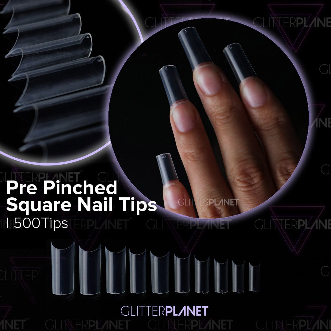 Pre-Pinched Square C Curve Nail Tips - 500pcs