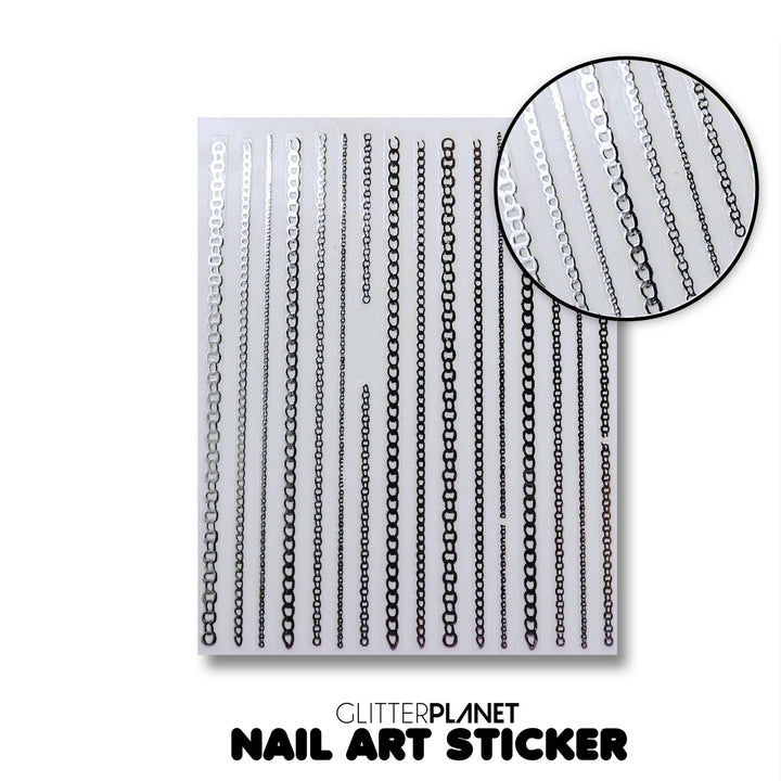 Silver Chain - Nail Art Sticker