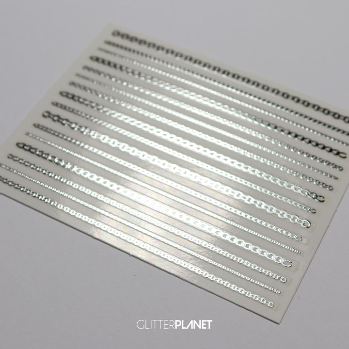 Silver Chain - Nail Art Sticker