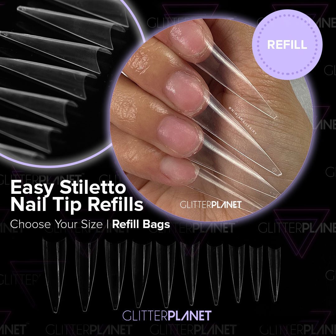Single Size Refill Nail Tips | Clear Easy Tips