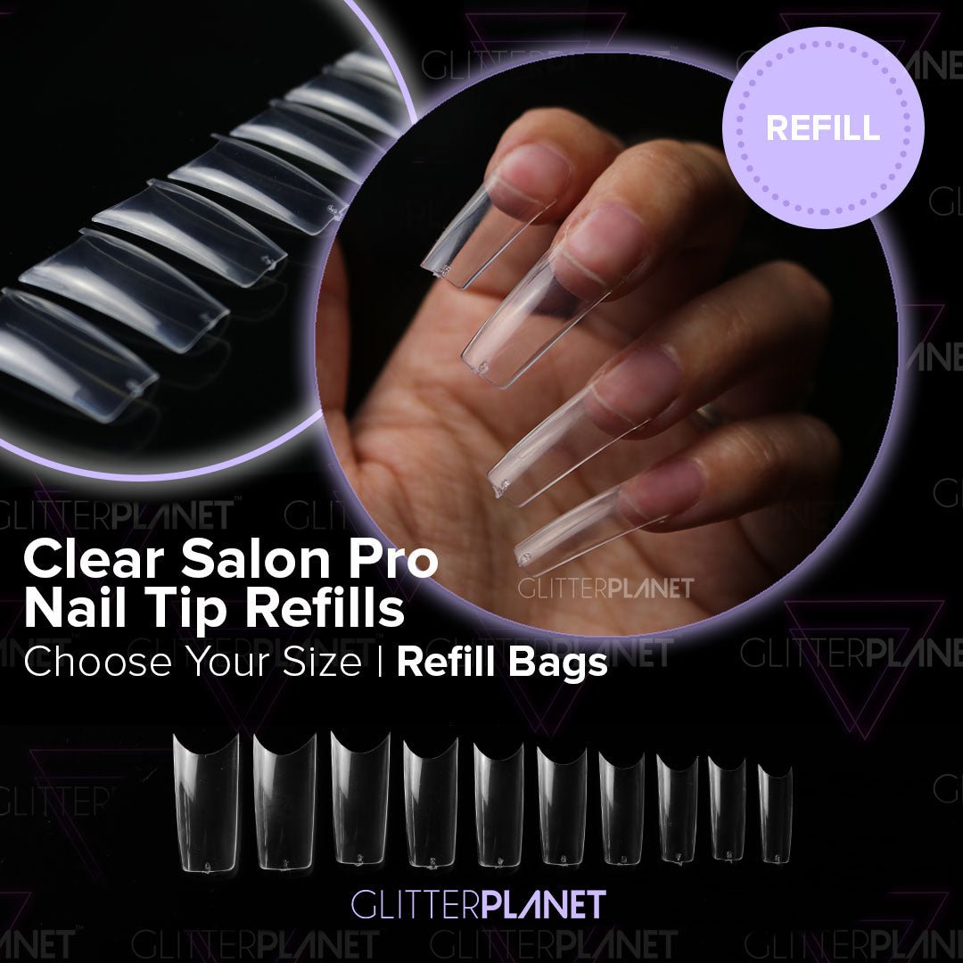 Single Size Refill Nail Tips | Clear Salon Pro