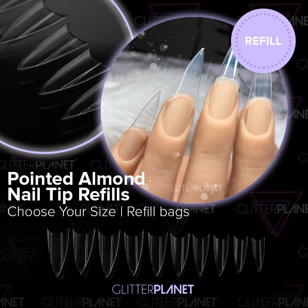 Single Size Refill Nail Tips | Pointed Almond