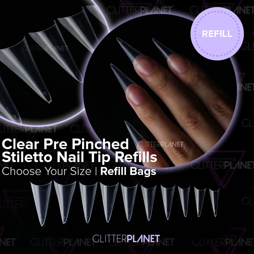 Single Size Refills Nail Tips | Pre-Pinched Stiletto