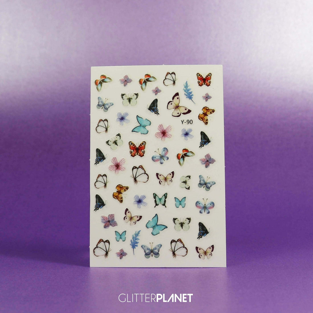 Y-90 Soft Multi White & Blue Butterfly Nail Art Stickers
