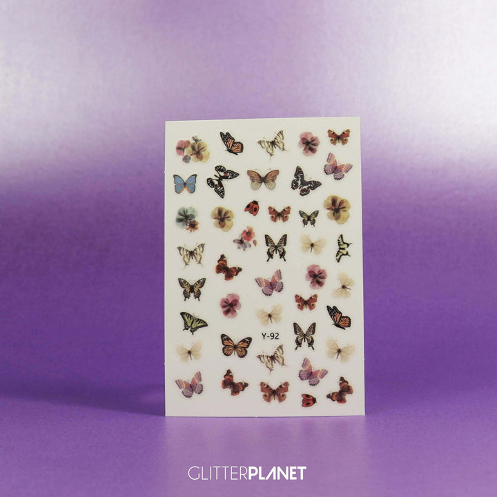 Y-92 Multi Neutral Butterfly Nail Art Stickers