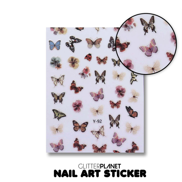 Y-92 Multi Neutral Butterfly Nail Art Stickers